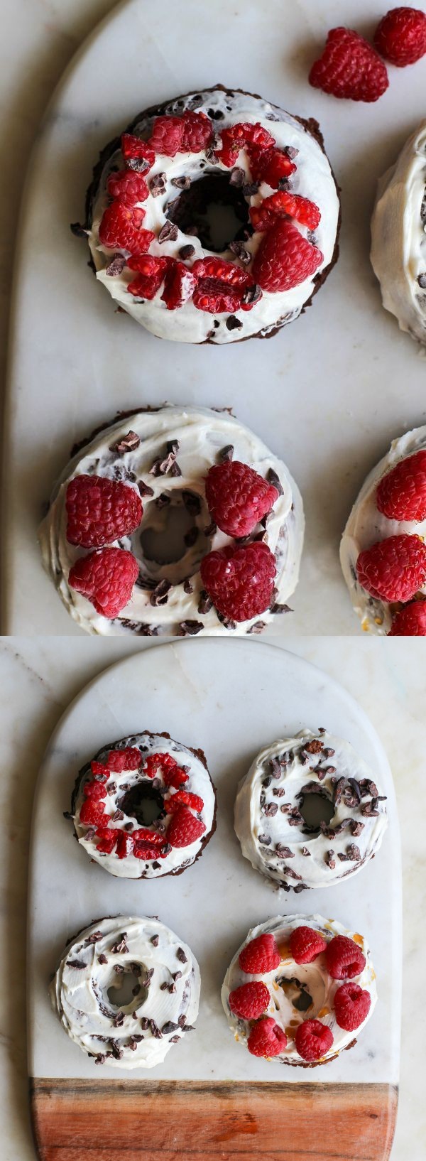 Vegan Chocolate Donuts with Raspberries