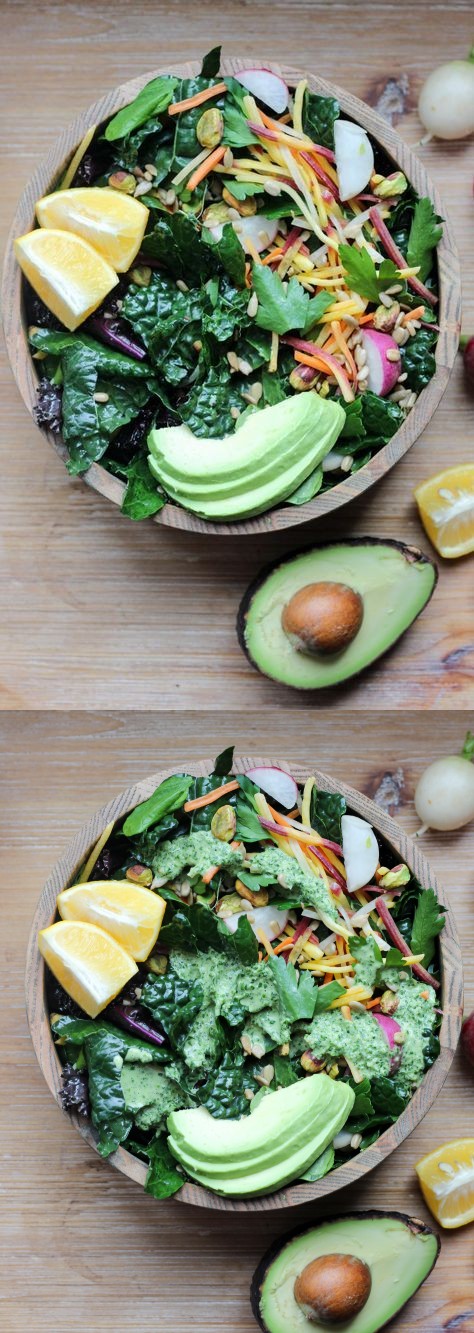 Vegan Detox Salad & Cilantro Tahini Dressing