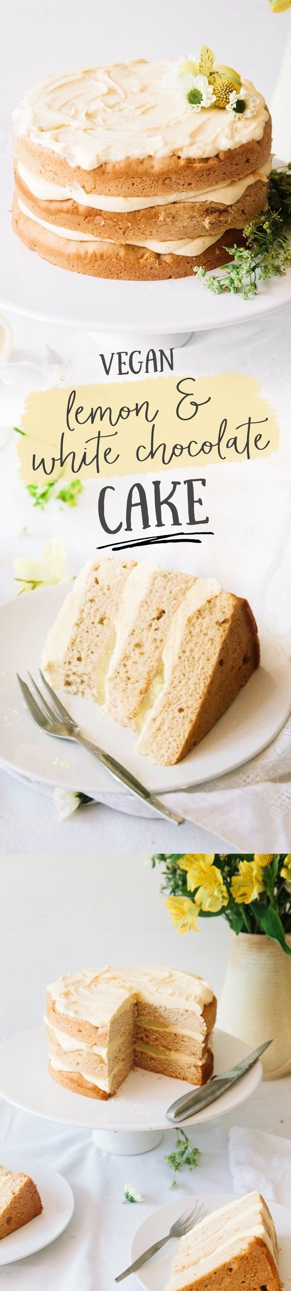 Vegan Elderflower Cake with Lemon Curd & White Chocolate Frosting