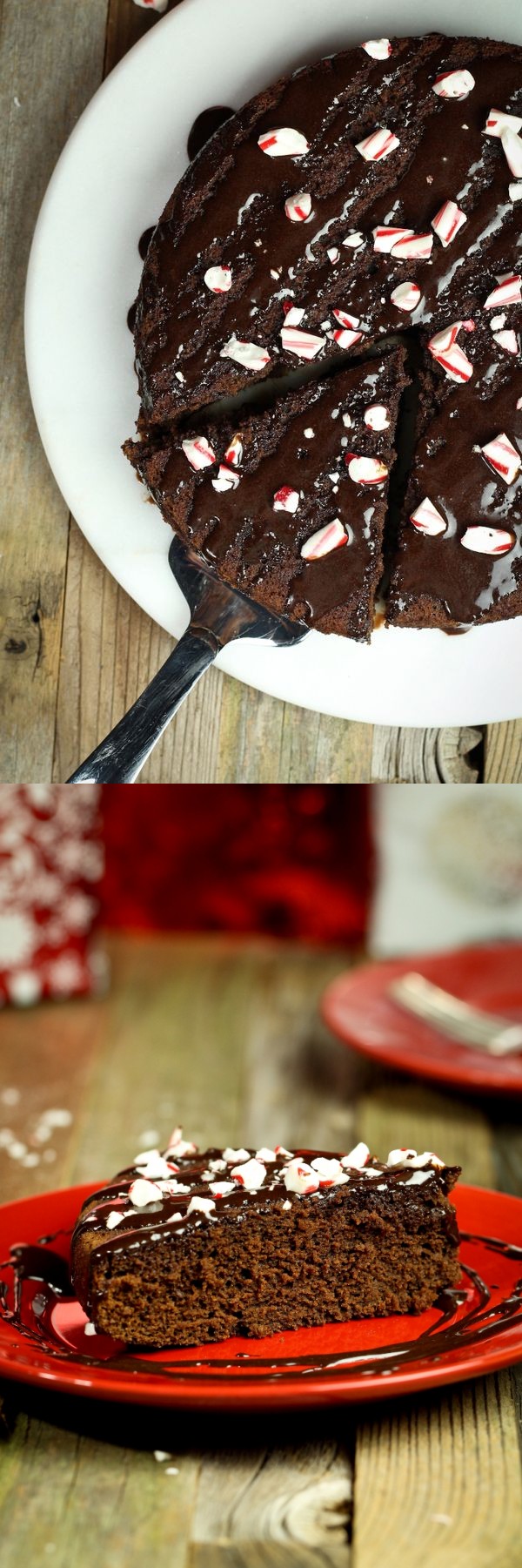 Vegan Gluten-free Chocolate Peppermint Christmas Cake