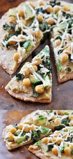 Vegan Hummus, Avocado and Chickpea Pizza