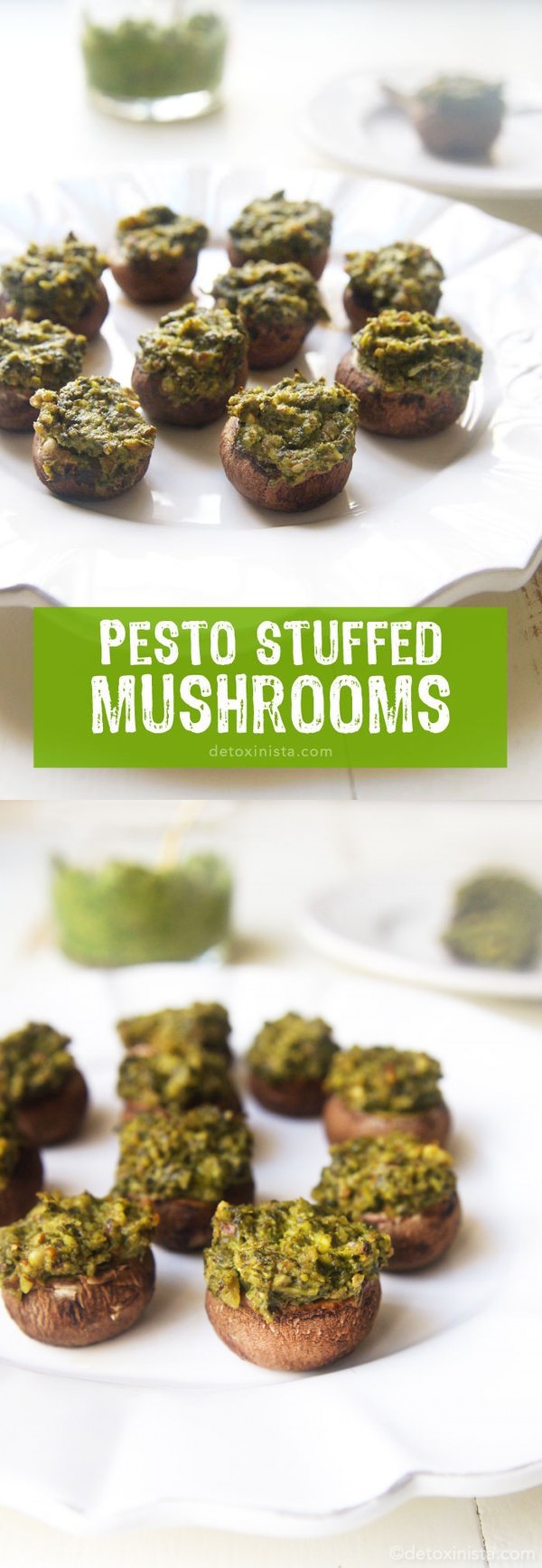 Vegan Pesto Stuffed Mushrooms