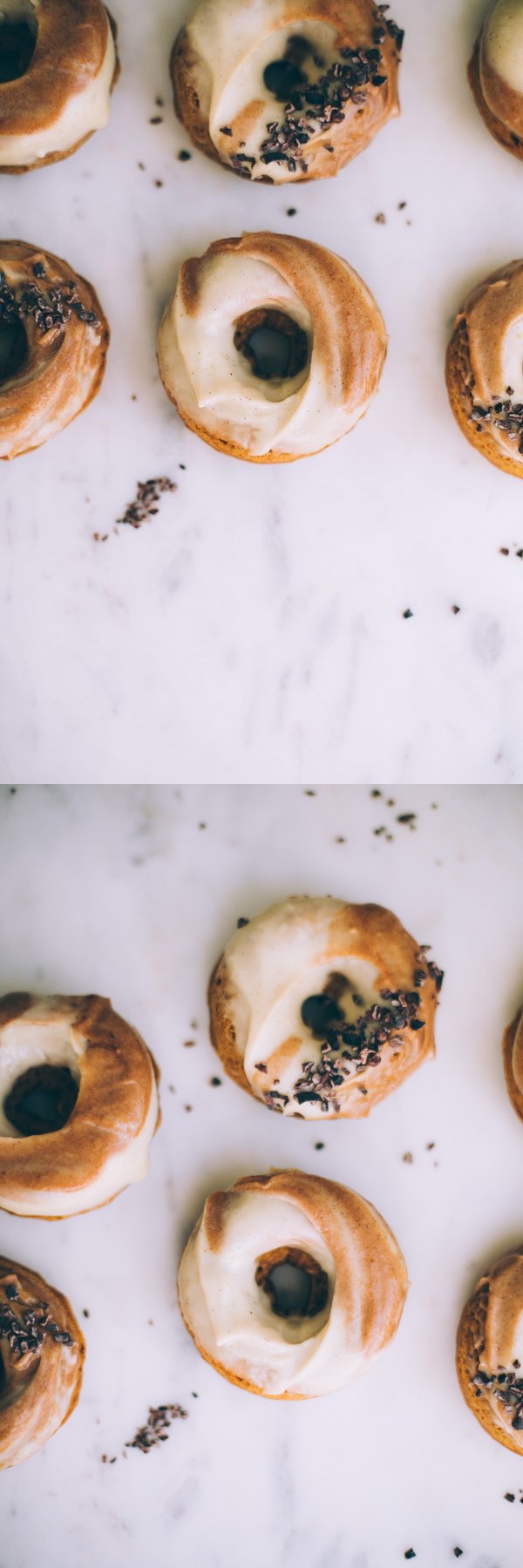 Vegan Pumpkin Cider Doughnuts (Einkorn + Maple Cinnamon Cashew Frosting