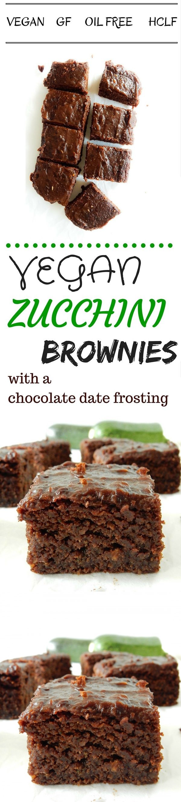 Vegan Zucchini Brownies with a Chocolate Date Icing