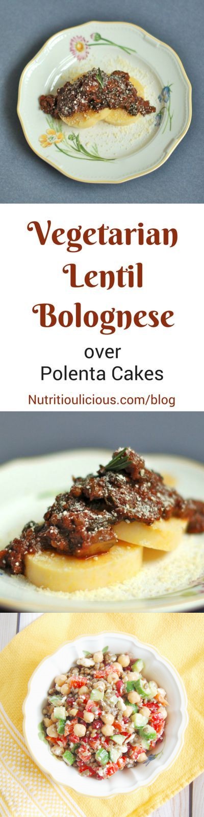 Vegetarian Lentil Bolognese over Polenta Cakes