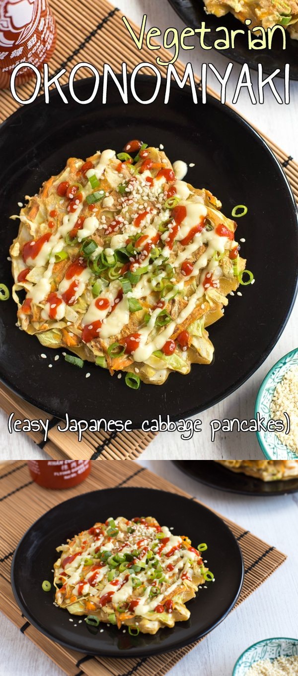 Vegetarian okonomiyaki (Japanese cabbage pancakes