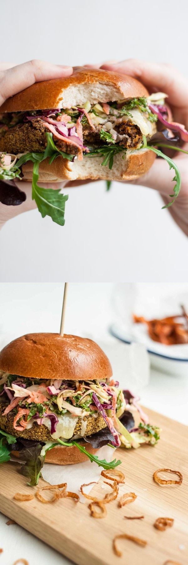 Veggie Burgers with Chipotle Kale Coleslaw