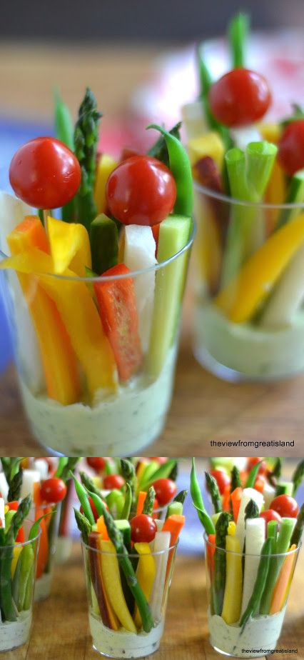 Veggie Dip Cups with Green Goddess Dip