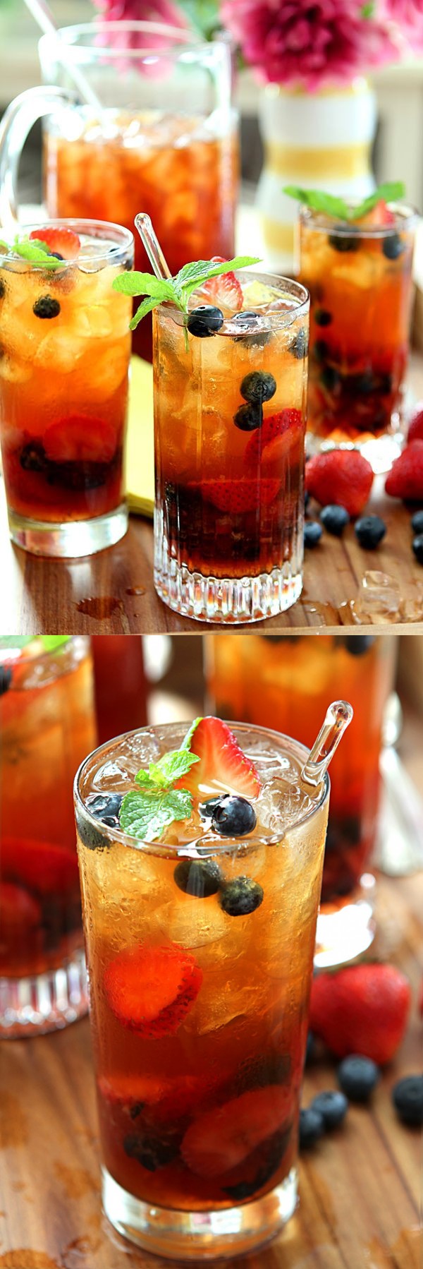 Very Berry Iced Tea with Honey Mint Syrup