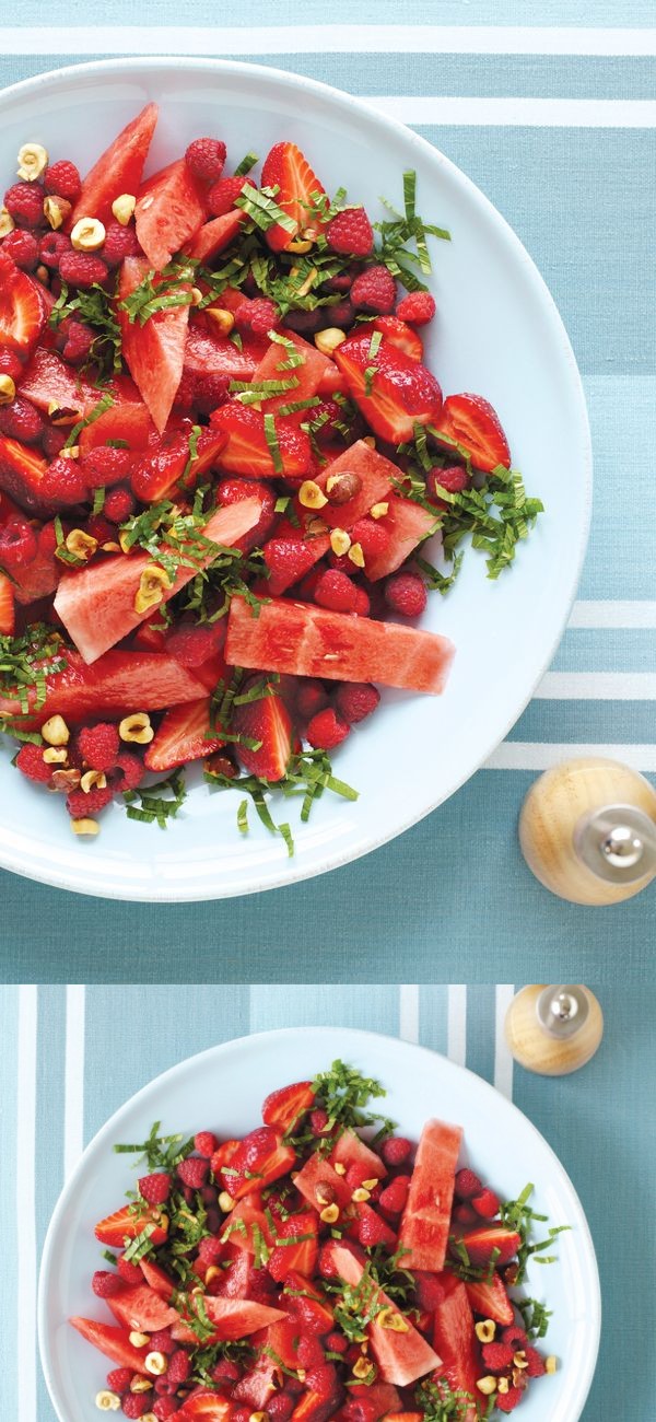 Watermelon, raspberry & mint salad