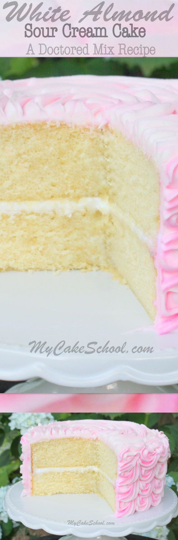 White Almond Sour Cream Cake (Doctored Mix, Extended