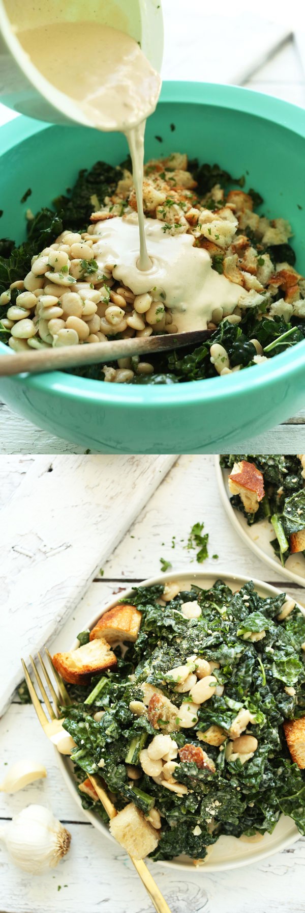 White Bean Kale Salad with Tahini Dressing