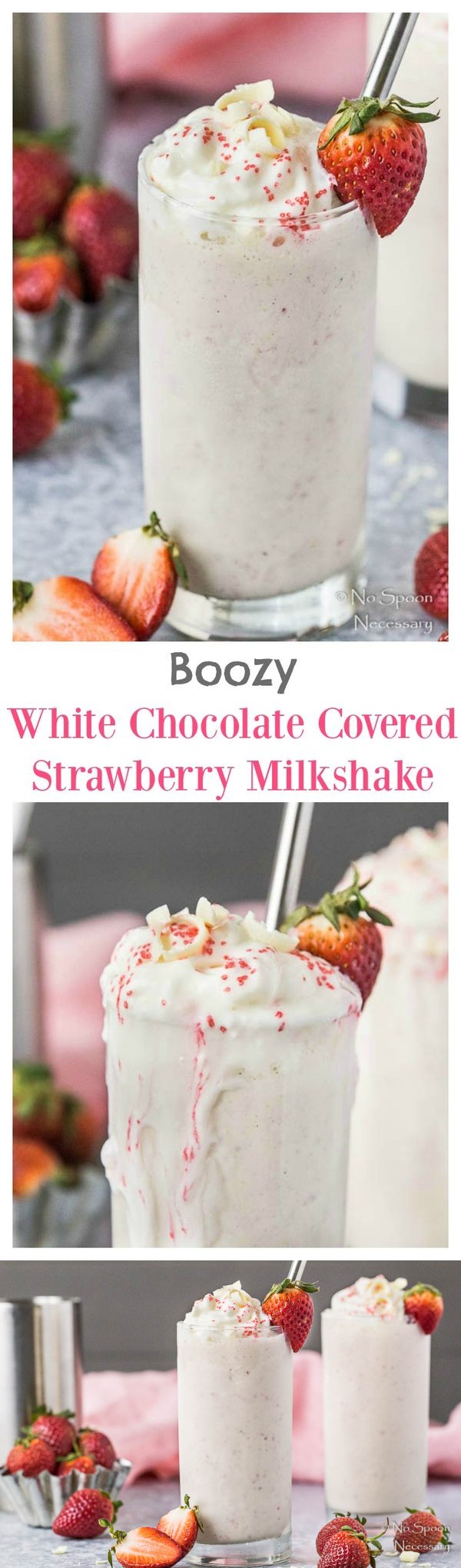 White Chocolate Covered Strawberry Boozy Milkshake