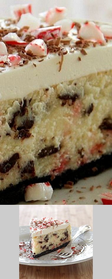 White Chocolate Peppermint Bark Cheesecake