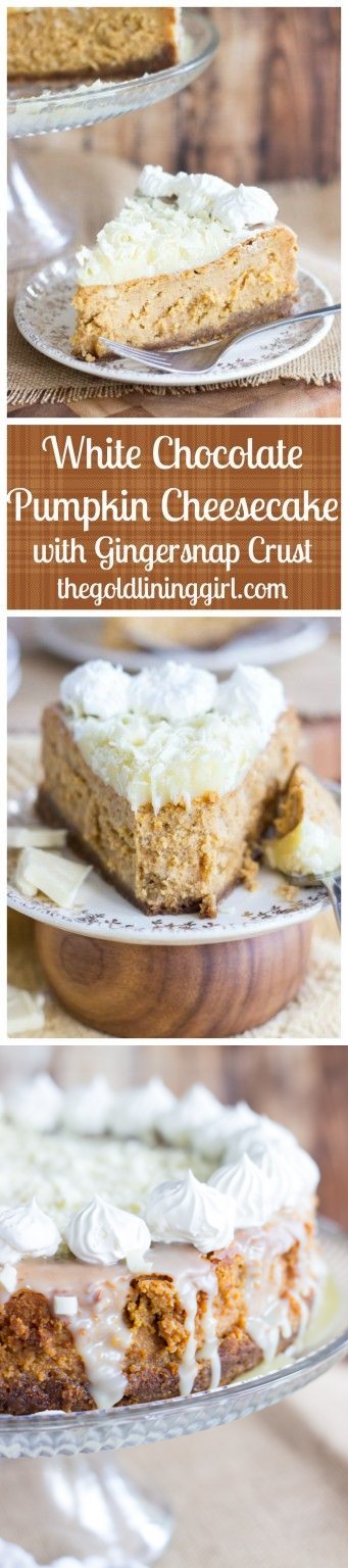 White Chocolate Pumpkin Cheesecake with Gingersnap Crust