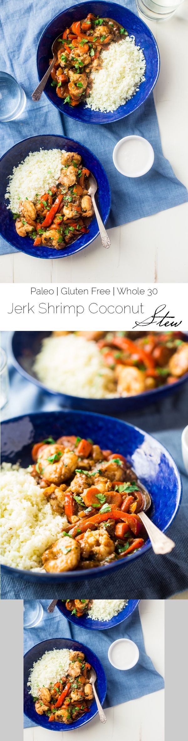 Whole 30 Paleo Jerk Shrimp Stew with Cauliflower Rice