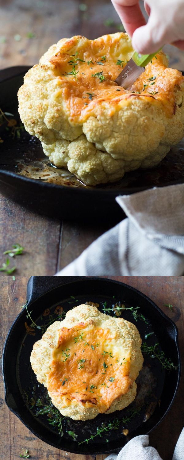 Whole Roasted Cauliflower with Cheese