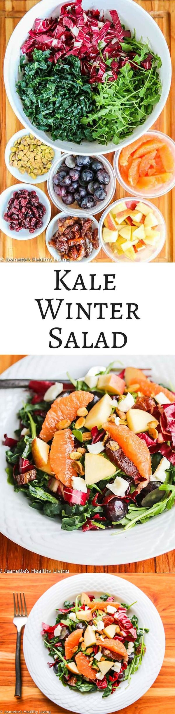 Winter Kale Arugula Radicchio Orange Salad with Orange Honey Dressing