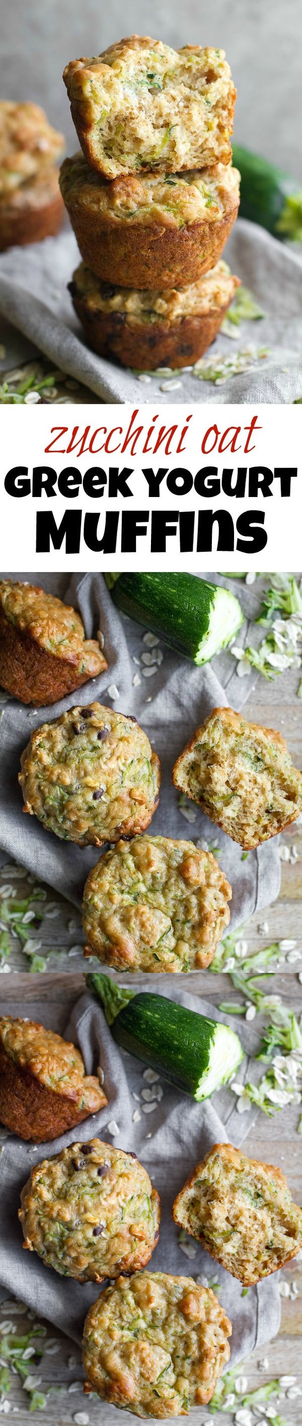 Zucchini Oat Greek Yogurt Muffins