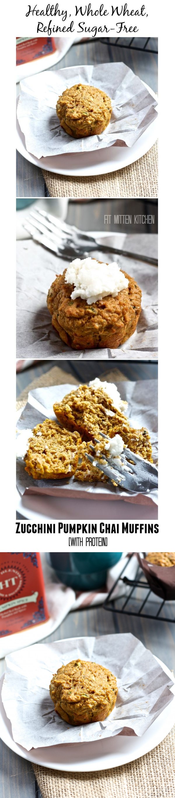 Zucchini Pumpkin Chai Muffins [with protein]