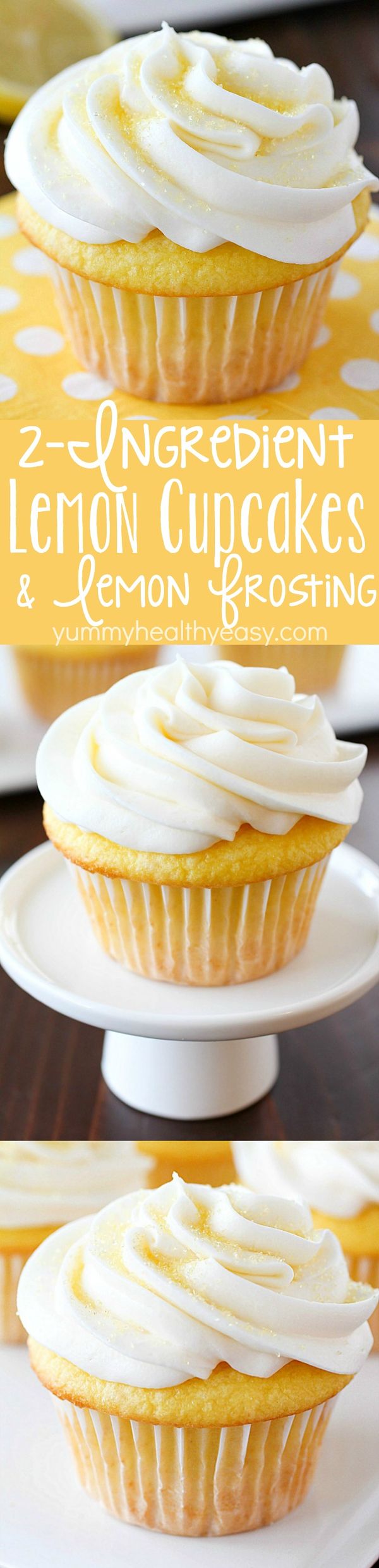 2-Ingredient Lemon Cupcakes & Lemon Frosting