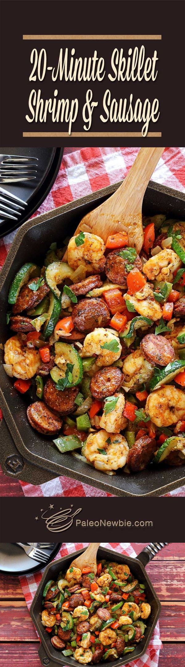 20-Minute Shrimp & Sausage Skillet Paleo Meal