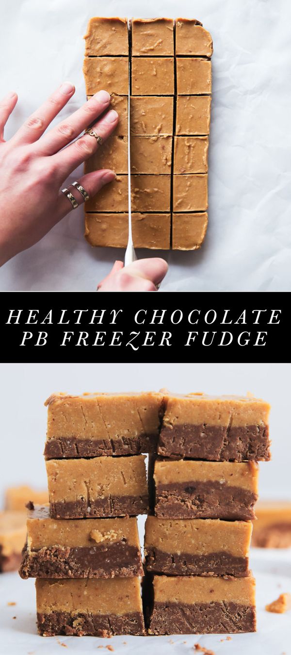 4-Ingredient Chocolate & Peanut Butter Freezer Fudge (vegan & gluten free!