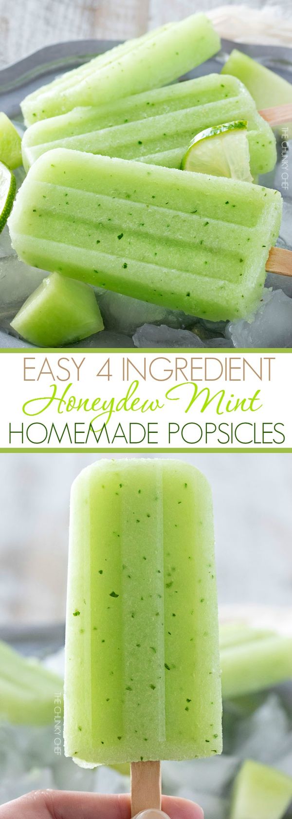 4 Ingredient Honeydew Mint Homemade Popsicles