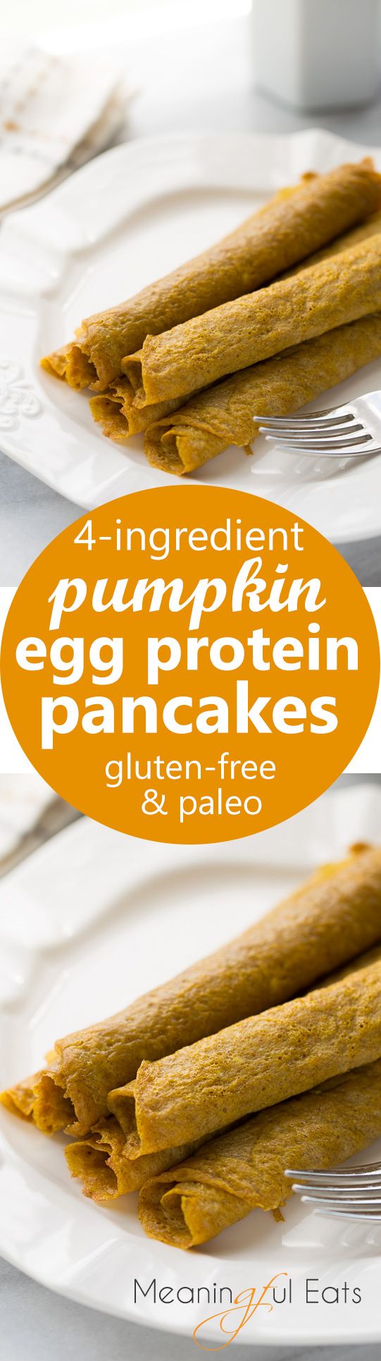 4-Ingredient Pumpkin Protein Roll-Up Pancakes