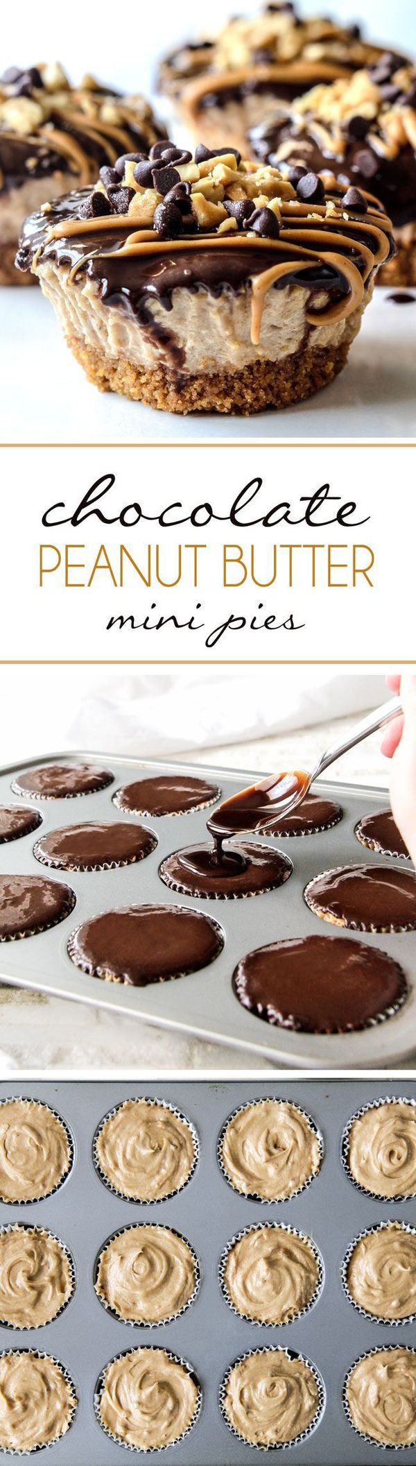 Almost No Bake Mini Chocolate Peanut Butter Pies