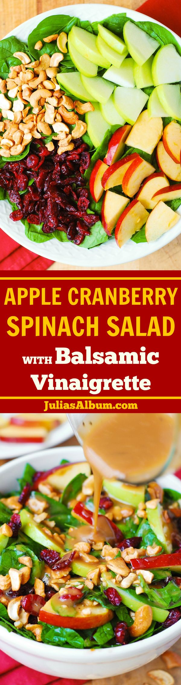 Apple Cranberry Spinach Salad with Balsamic Vinaigrette