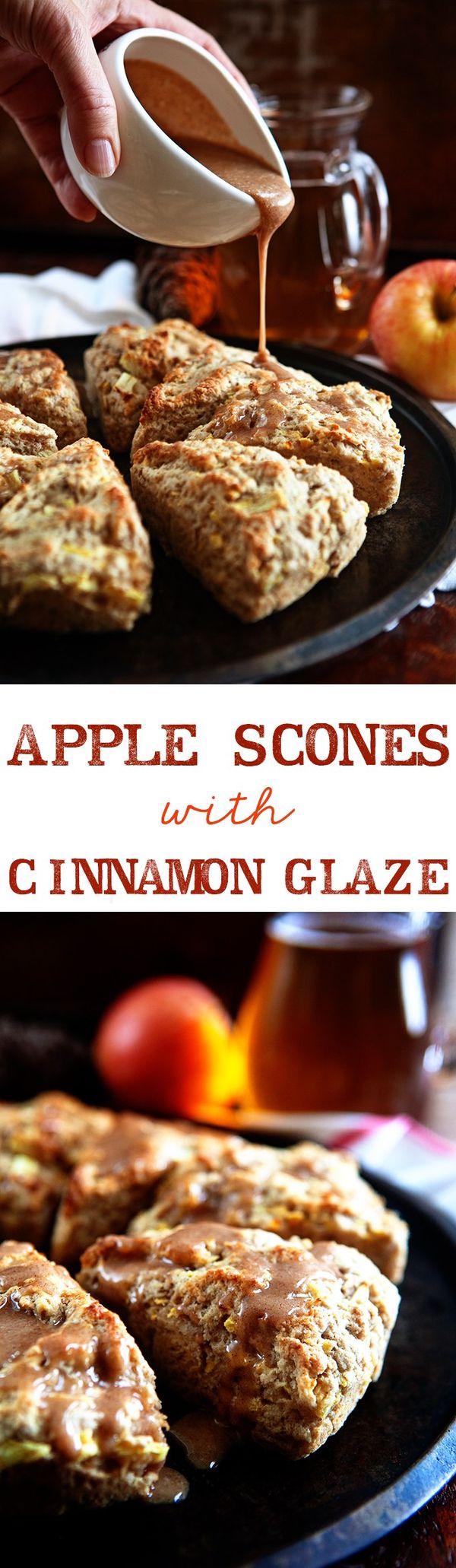 Apple Scones with Apple Cider Cinnamon Glaze