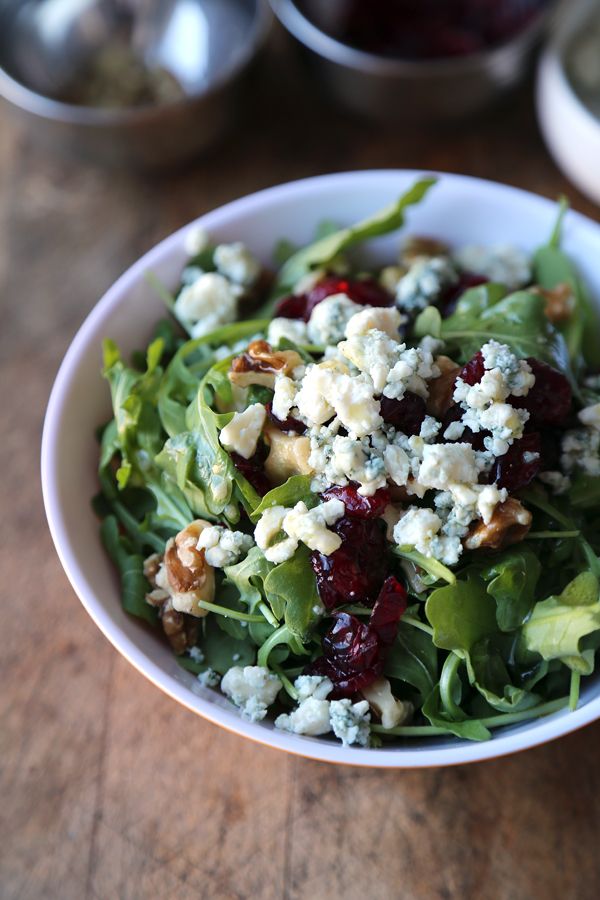 Arugula Salad with Walnuts, Blue Cheese and Cranberries