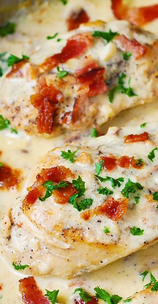 Asiago Chicken with Bacon Cream Sauce