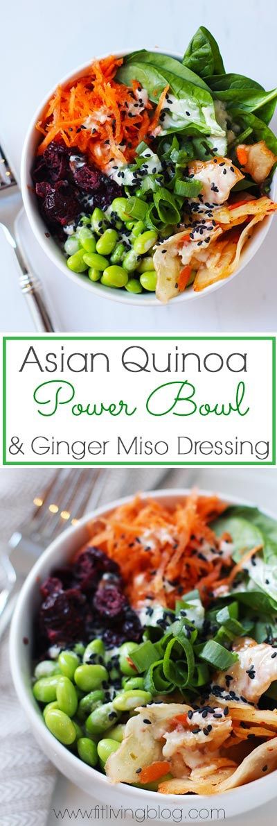 Asian Quinoa Power Bowl with Ginger Miso Dressing (Vegan