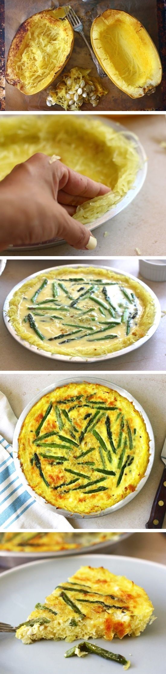 Asparagus Quiche with a Spaghetti Squash Crust