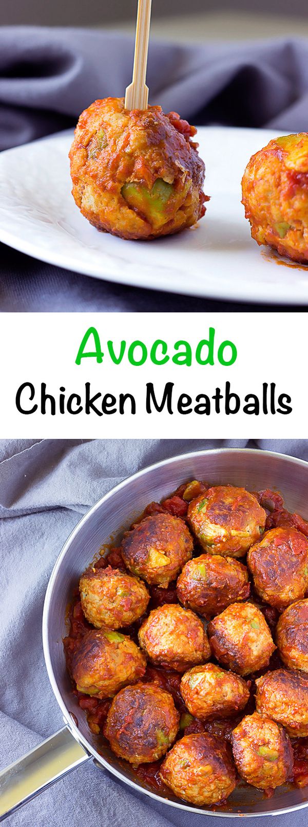 Avocado Chicken Meatballs in Spicy Tomato Sauce