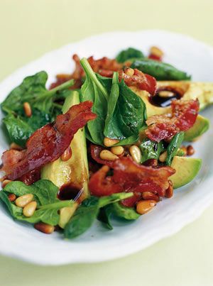 Avocado, pancetta & pine nut salad