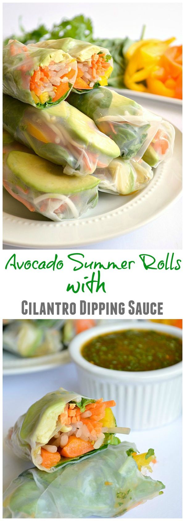 Avocado Summer Rolls with Sweet 'N Spicy Cilantro Dipping Sauce