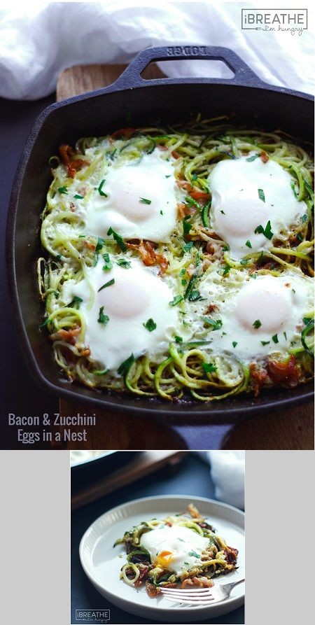 Bacon and Zucchini Eggs in a Nest - Low Carb