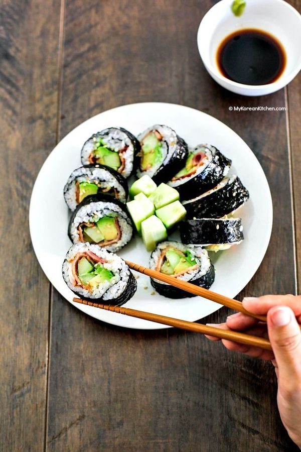 Bacon Avocado Cucumber Sushi Rolls