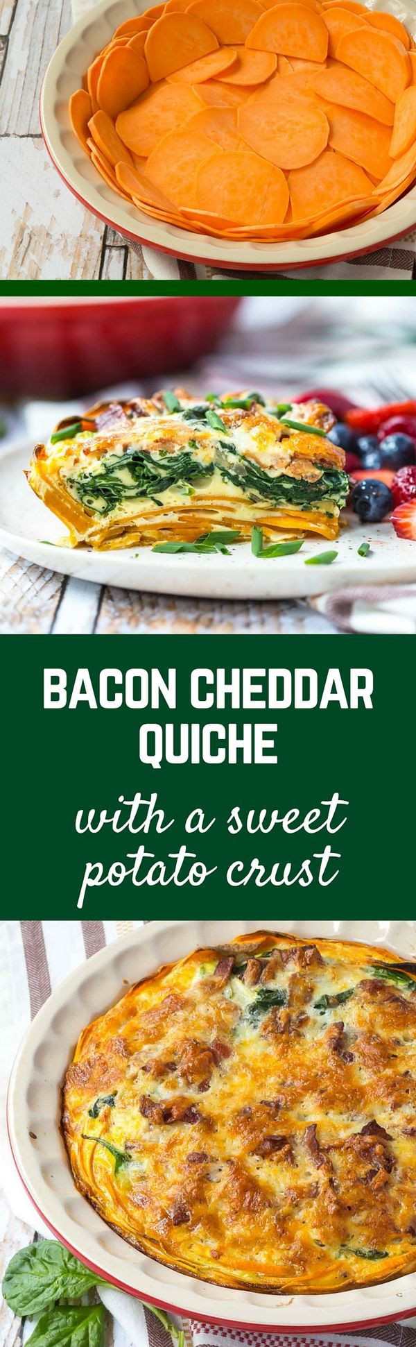 Bacon Cheddar Quiche with Sweet Potato Crust