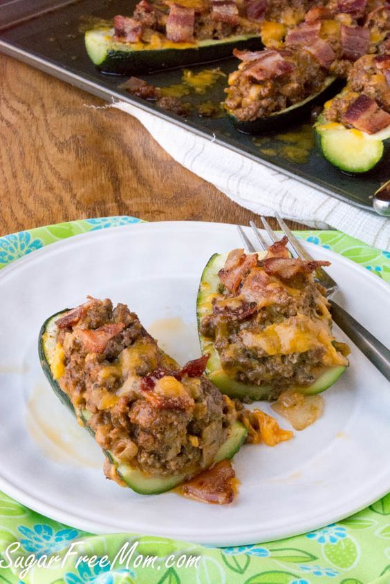 Bacon Cheeseburger Stuffed Zucchini Boats