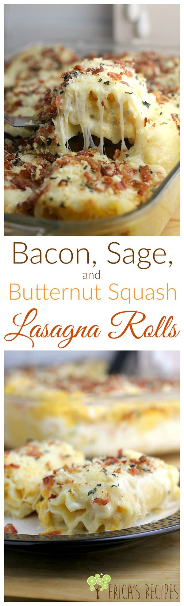 Bacon, Sage, and Butternut Squash Lasagna Rolls