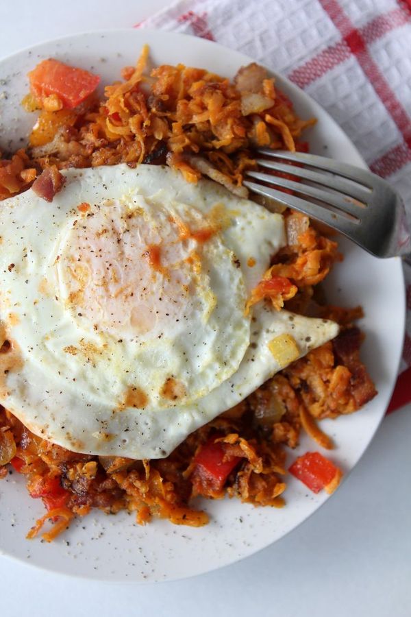 Bacon + sweet potato hash