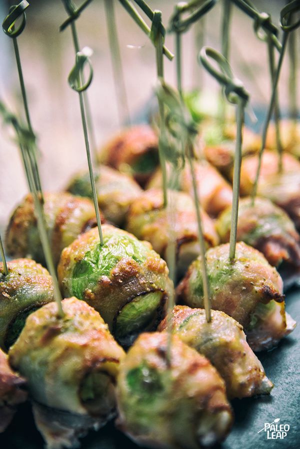 Bacon-Wrapped Brussels Sprouts With Mustard Sauce