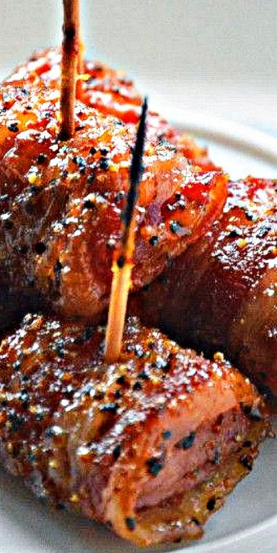 Bacon Wrapped Kielbasa with Brown Sugar Glaze