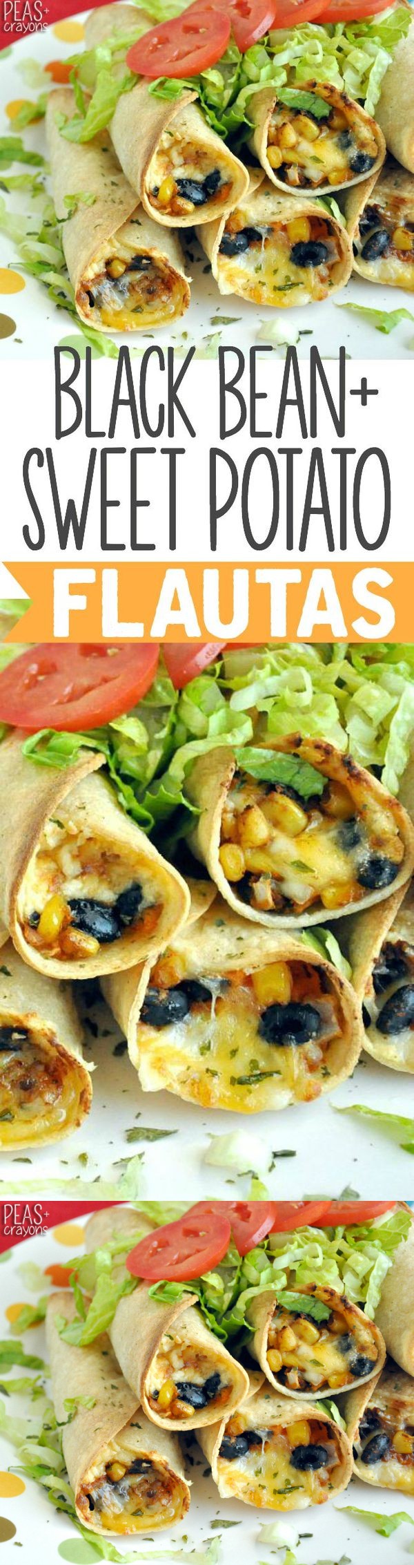 Baked Black Bean and Sweet Potato Flautas