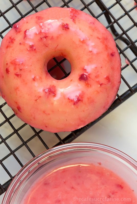 Baked Buttermilk Donuts with Fresh Strawberry Glaze