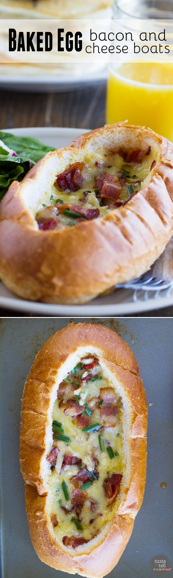 Baked Egg, Bacon and Cheese Boats